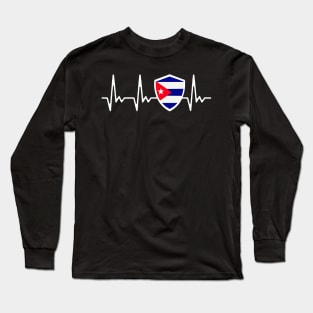 Cuba Heartbeat Proud Cuban Flag Long Sleeve T-Shirt